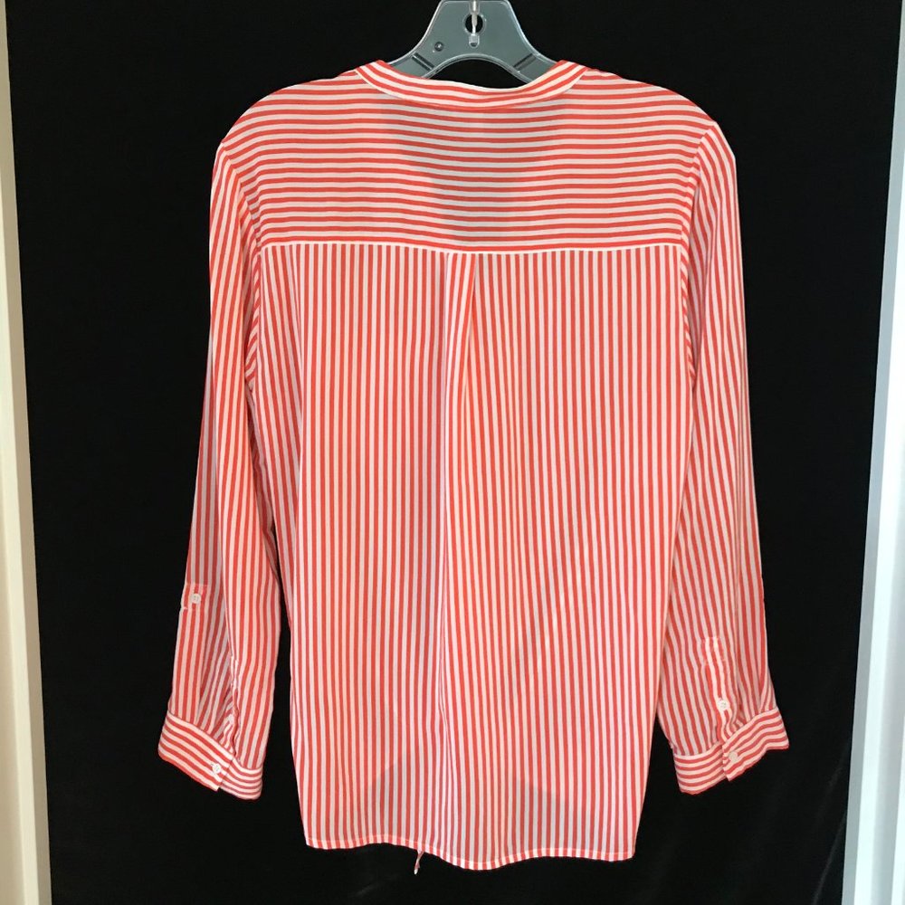Joie Edaline Striped Silk Shirt Tie Orange XS - Picture 7 of 7